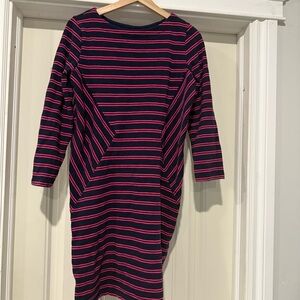 Merona Navy and Pink Striped Long Sleeve Dress